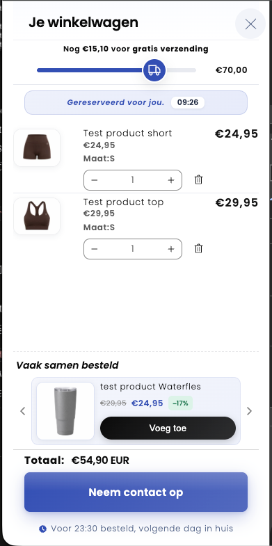 Cart drawer met upsells